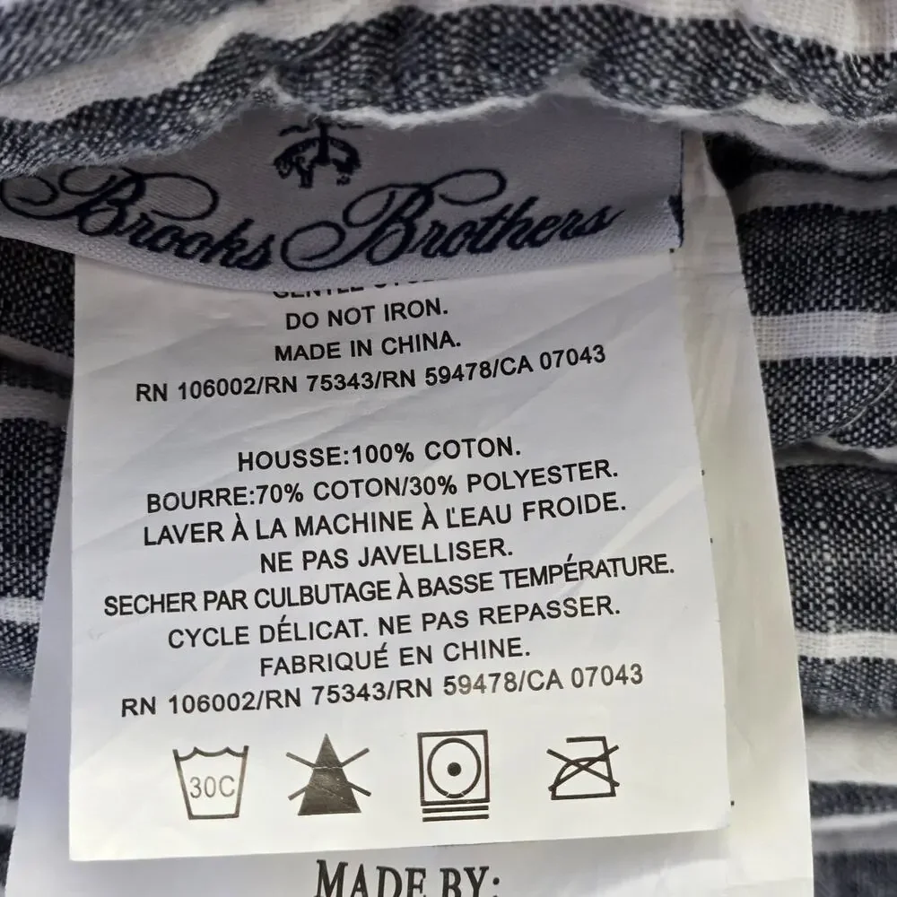 BROOKS BROTHERS Nantucket Stripe Quilt Set WHITE NAVY Blue QUEEN FULL Shams NWT